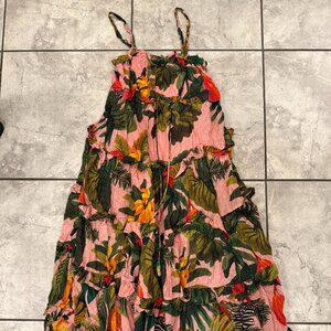 Farm Rio Pink Banana Leaf Print Dress
